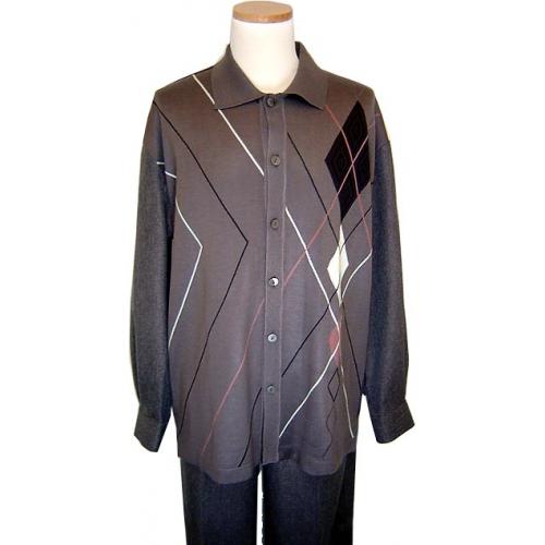 Silversilk Dark Taupe w/ Brown Diamonds 2 PC Outfit #1002/700